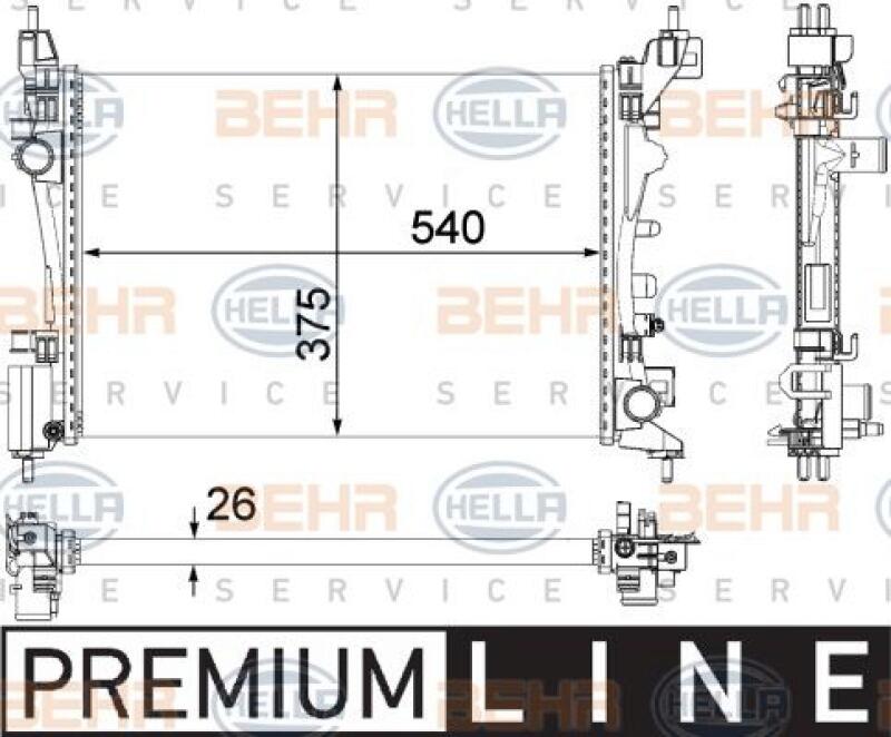 HELLA Kühler, Motorkühlung BEHR HELLA SERVICE *** PREMIUM LINE ***