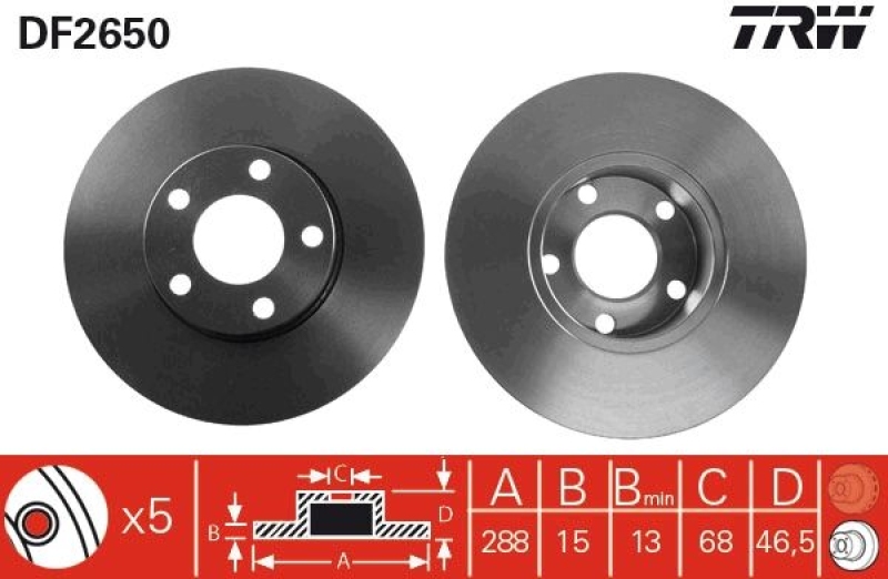 2x TRW Bremsscheibe