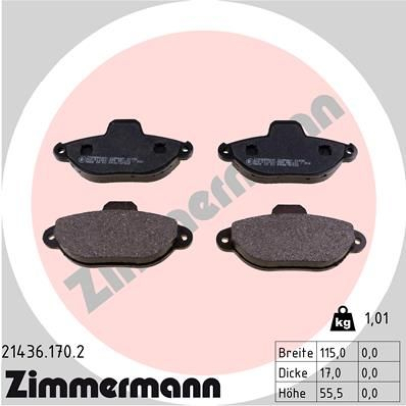 2x ZIMMERMANN Bremsscheiben Ø240mm + Beläge Vorne passend für Fiat Panda (169)