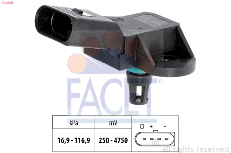 FACET Air Pressure Sensor, height adaptation Made in Italy - OE Equivalent