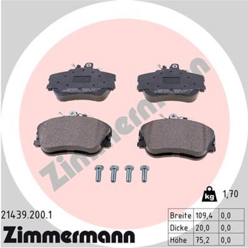 2x ZIMMERMANN Bremsscheiben Ø284mm + Beläge Vorne passend für MB C-Klasse (W202)