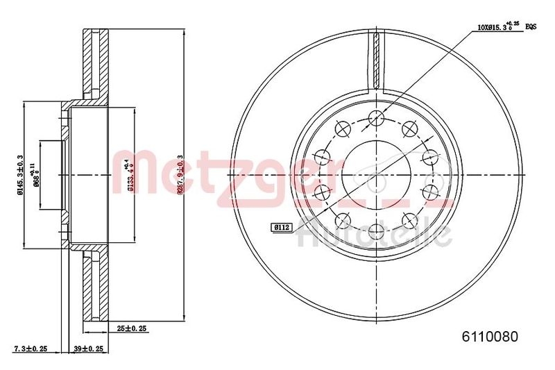 2x METZGER Bremsscheibe COATED / HIGH CARBON