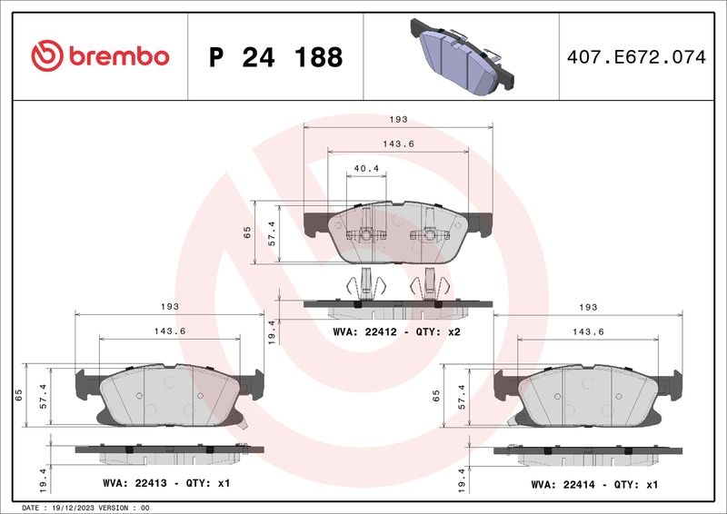 BREMBO Brake Pad Set, disc brake