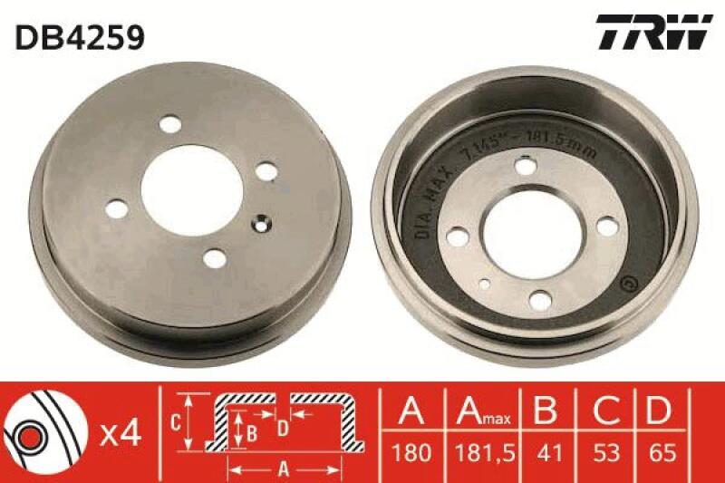 2x TRW Brake Drum