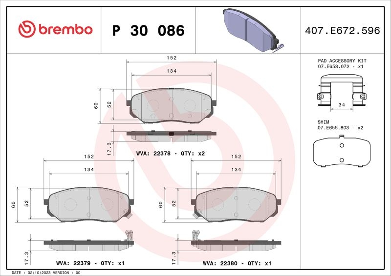 BREMBO Brake Pad Set, disc brake PRIME LINE