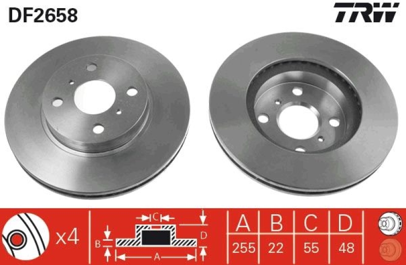 2x TRW Bremsscheibe