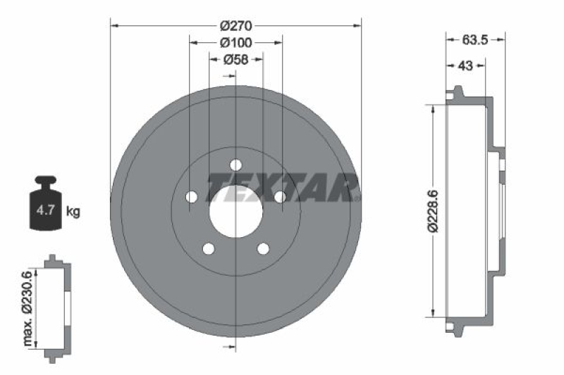 2x TEXTAR Bremstrommel