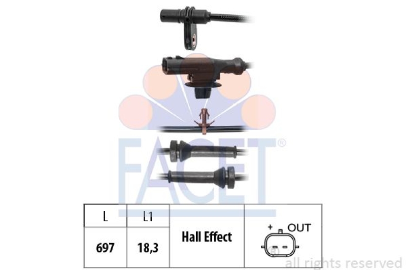 FACET Sensor, Raddrehzahl Made in Italy - OE Equivalent