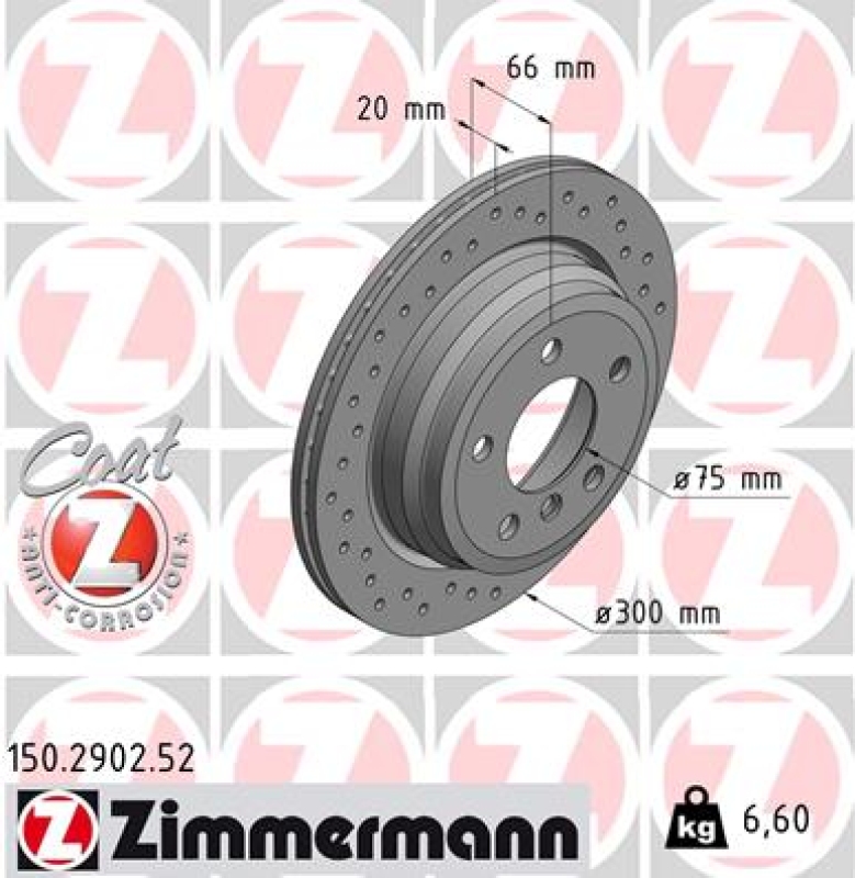 2x ZIMMERMANN Bremsscheibe SPORT COAT Z