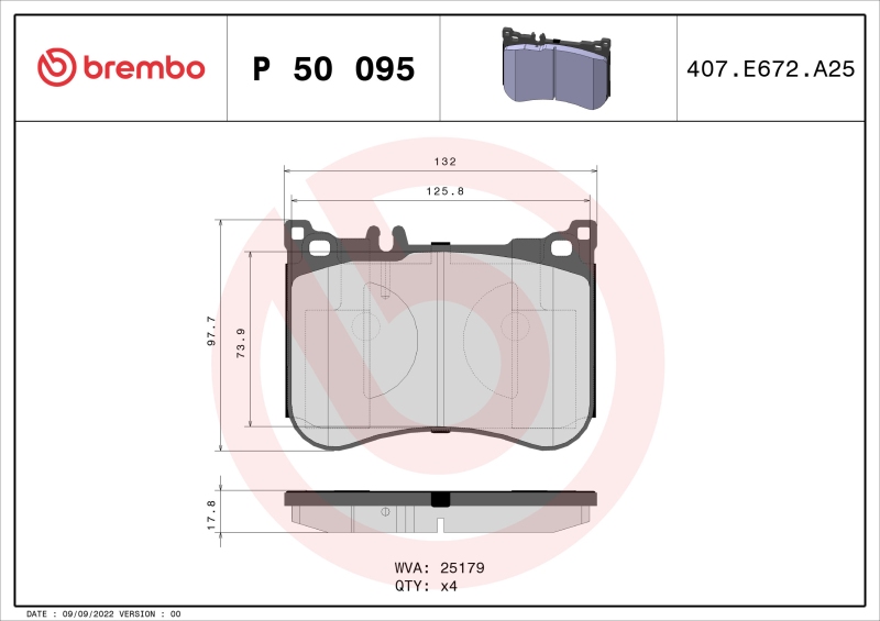 BREMBO Bremsbelagsatz, Scheibenbremse PRIME LINE