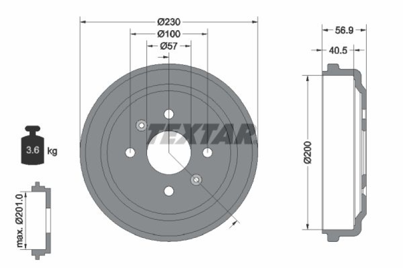 2x TEXTAR Bremstrommel