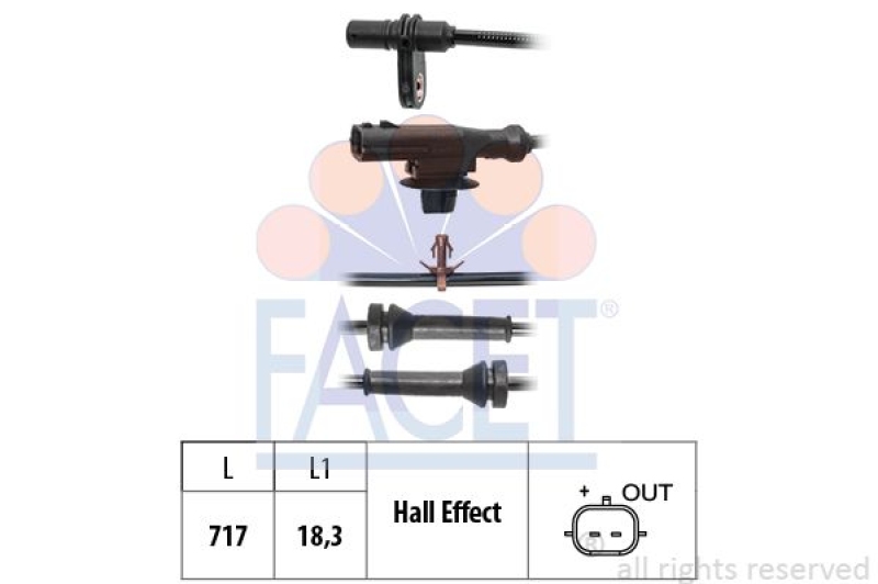 FACET Sensor, Raddrehzahl Made in Italy - OE Equivalent