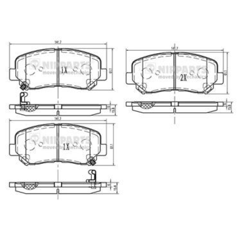 NIPPARTS Brake Pad Set, disc brake