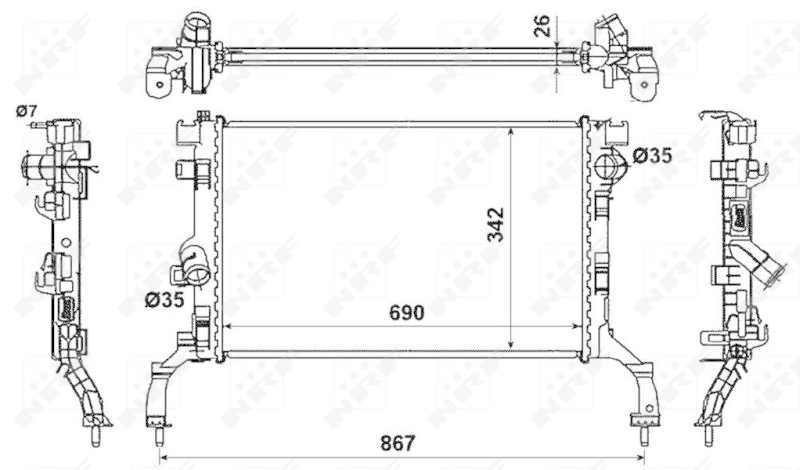 NRF Radiator, engine cooling EASY FIT