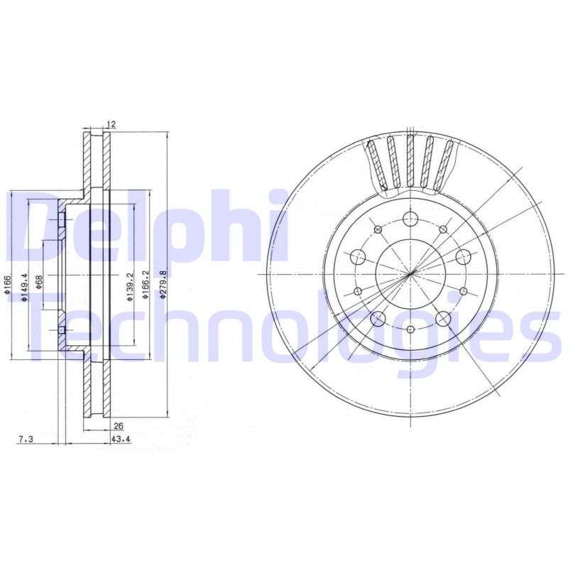 2x DELPHI Bremsscheibe