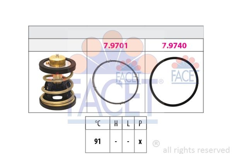 FACET Thermostat, coolant Made in Italy - OE Equivalent