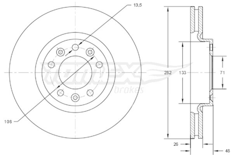 2x TOMEX Brakes Brake Disc