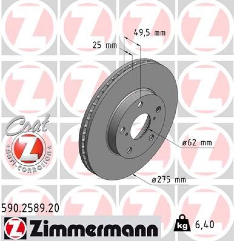 2x ZIMMERMANN Bremsscheiben Ø275mm + Beläge Vorne passend für Toyota RAV 4 II A2