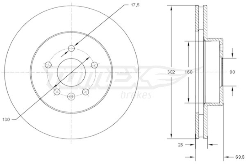 2x TOMEX Brakes Brake Disc