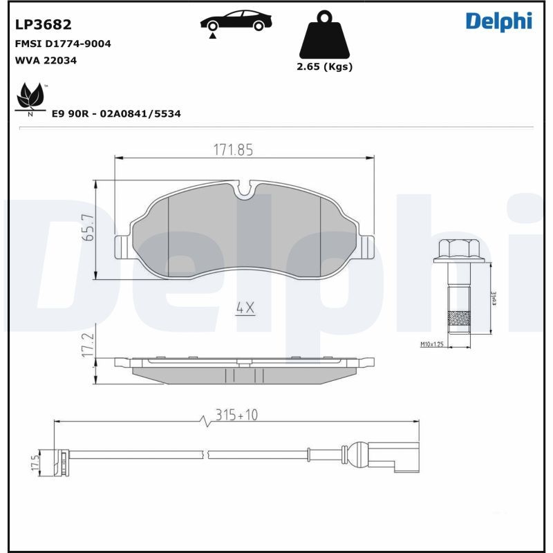 DELPHI Brake Pad Set, disc brake