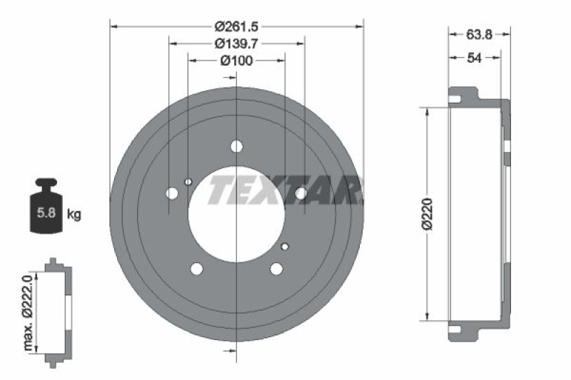 2x TEXTAR Bremstrommel