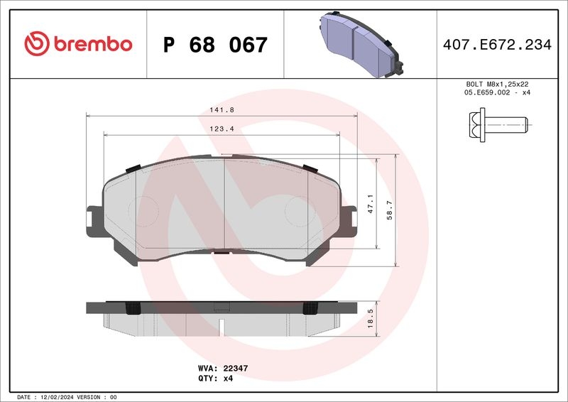 2x Brembo Bremscheibe Ø296mm + Beläge vorne passend für RENAULT MEGANE IV