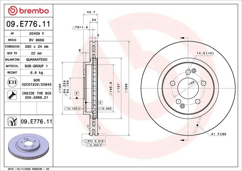 2x BREMBO Bremsscheibe PRIME LINE - UV Coated