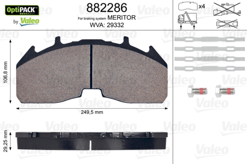 VALEO Bremsbelagsatz, Scheibenbremse OPTIPACK