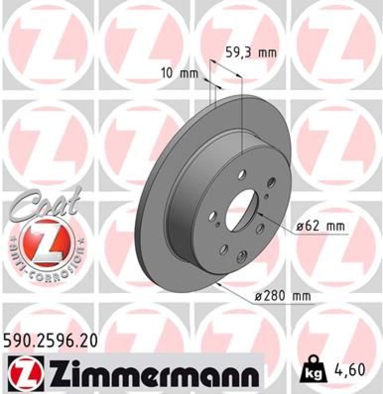 2x ZIMMERMANN Bremsscheibe COAT Z