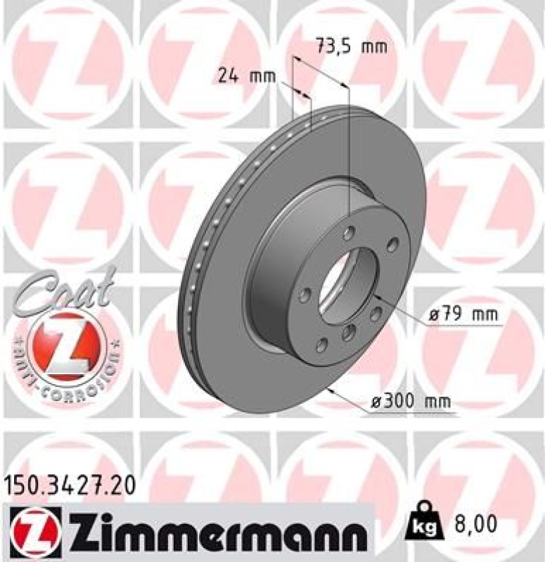 2x ZIMMERMANN Bremsscheiben Ø300mm + Beläge Vorne passend für BMW 3 (E90) (E91)