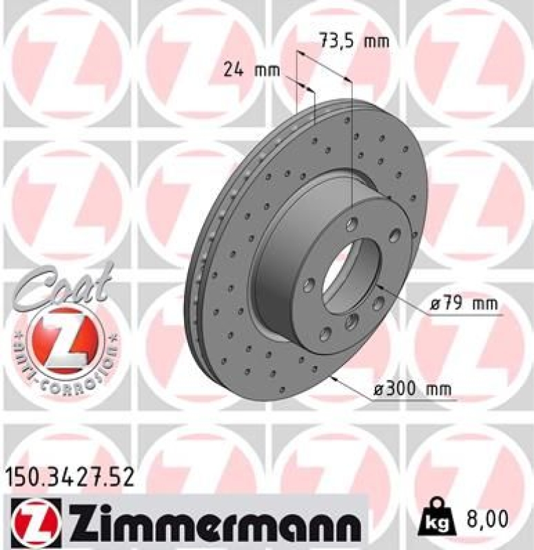 2x ZIMMERMANN Brake Disc SPORT BRAKE DISC COAT Z