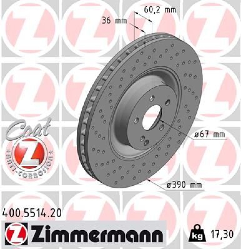 2x ZIMMERMANN Bremsscheibe COAT Z