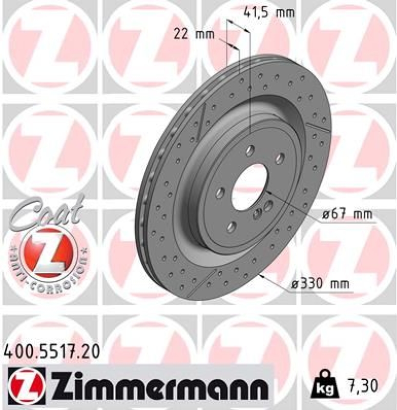 Zimmermann Bremsscheiben Ø330mm + Beläge hinten passend für GLA-Klasse X156