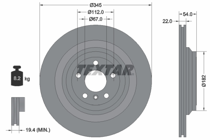 2x TEXTAR Brake Disc PRO