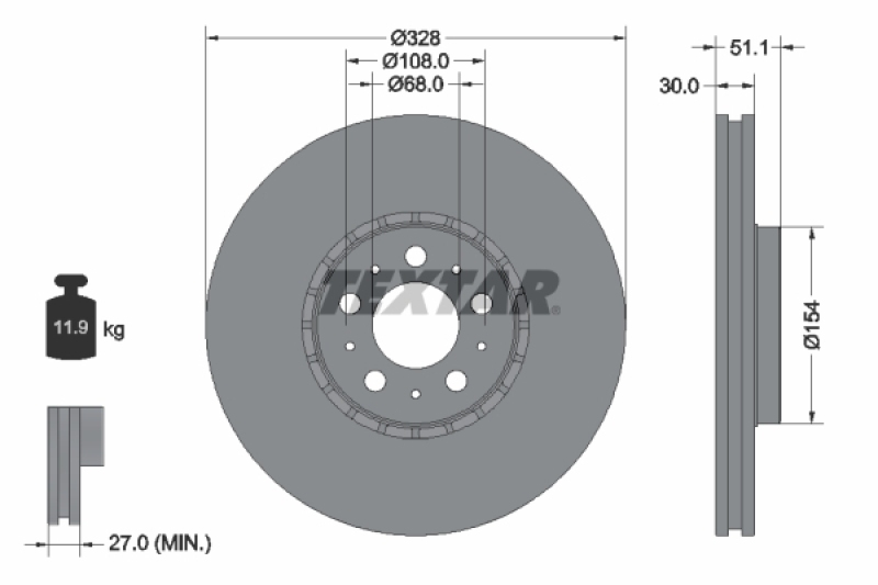 2x TEXTAR Bremsscheibe PRO+