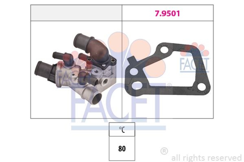 FACET Thermostat, coolant Made in Italy - OE Equivalent