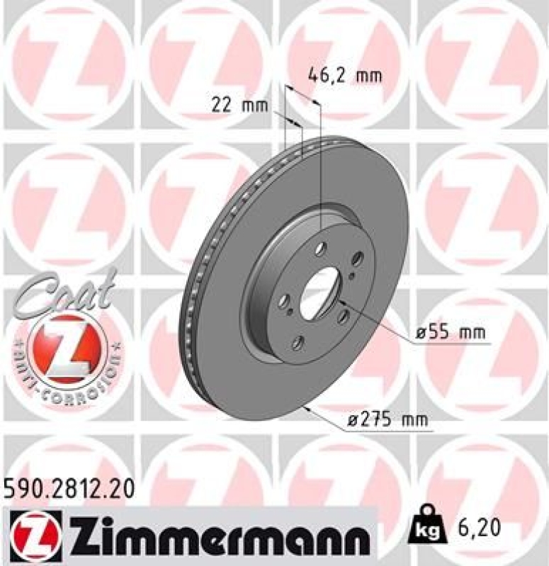 2x ZIMMERMANN Bremsscheibe COAT Z