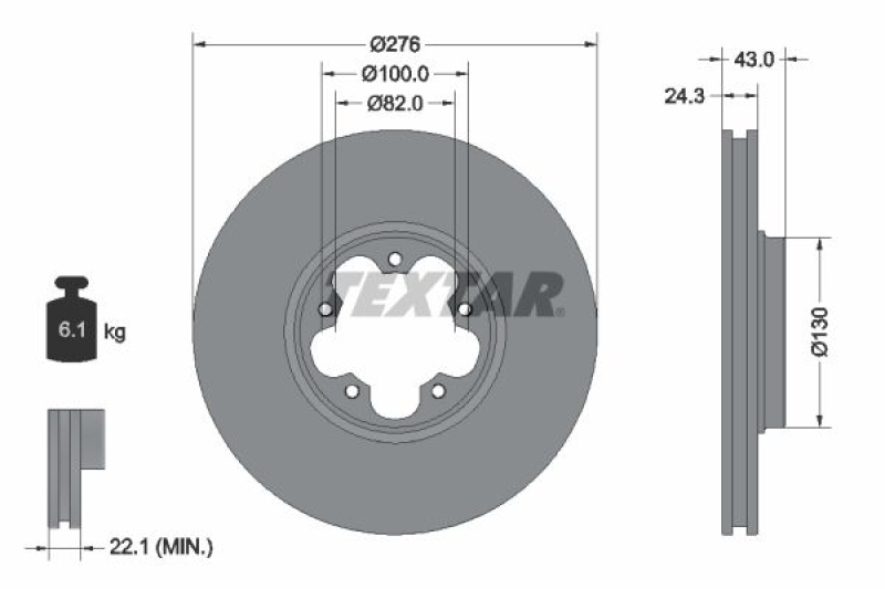 2x TEXTAR Bremsscheibe PRO