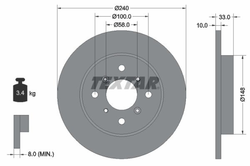 2x TEXTAR Bremsscheibe