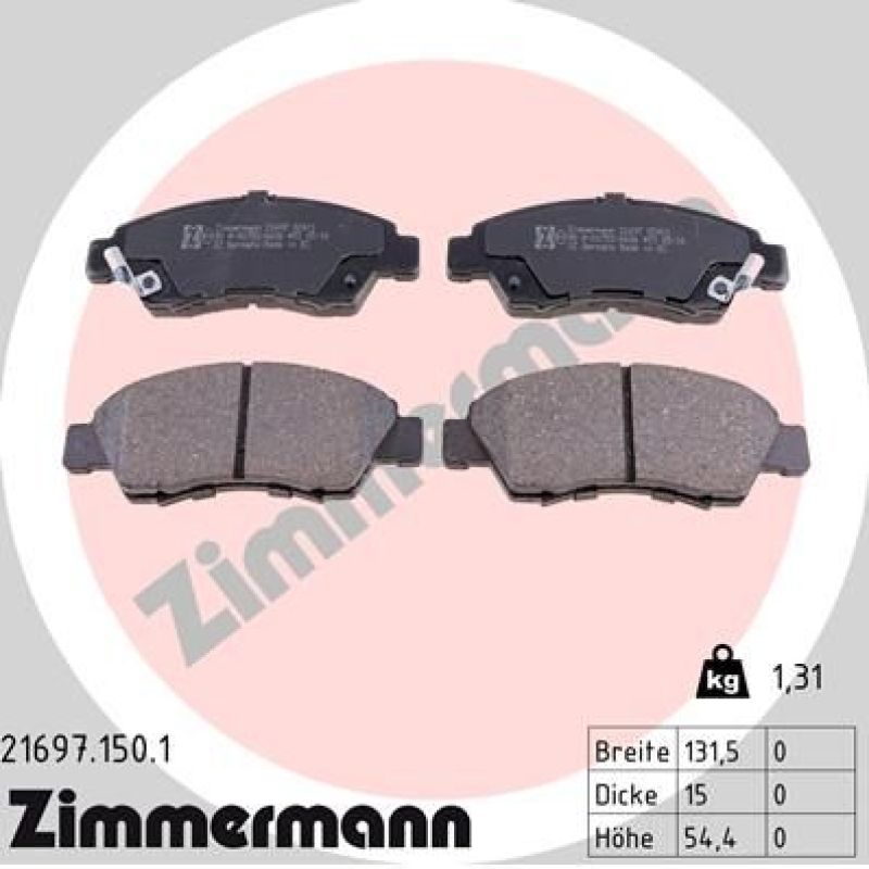 ZIMMERMANN Brake Pad Set, disc brake