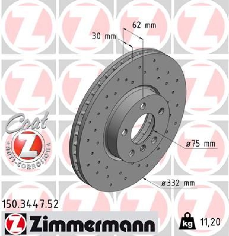 2x ZIMMERMANN Bremsscheiben Ø332mm + Beläge Vorne passend für BMW X5 F15 F85