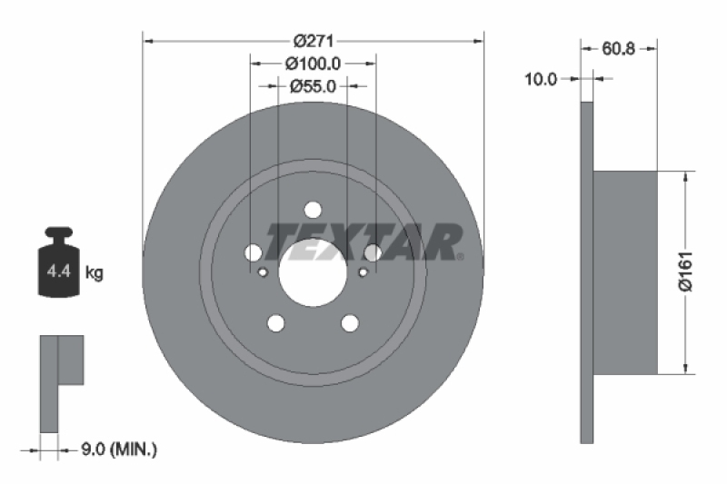 2x TEXTAR Bremsscheibe PRO