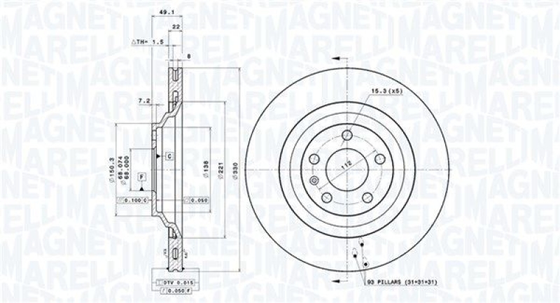 2x MAGNETI MARELLI Brake Disc