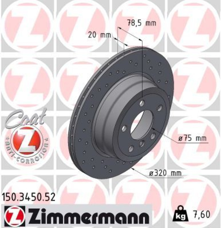 4 Zimmermann Sport Bremsscheiben + Zimmermann Bremsbeläge