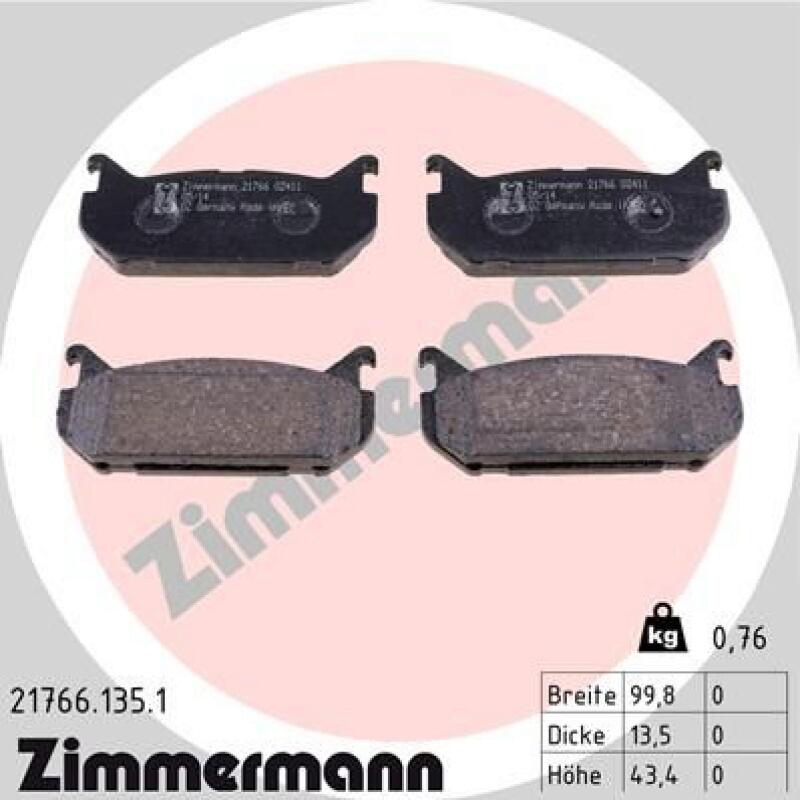 ZIMMERMANN Brake Pad Set, disc brake