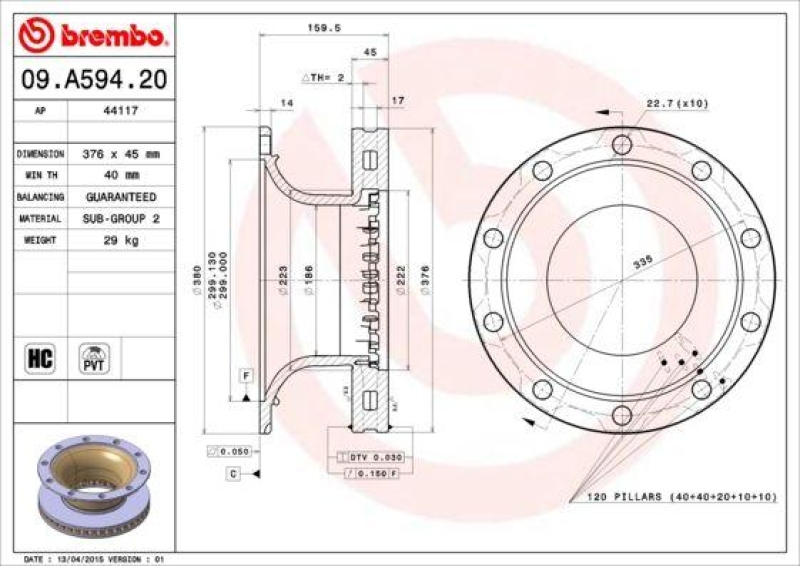 2x BREMBO Bremsscheibe PRIME LINE