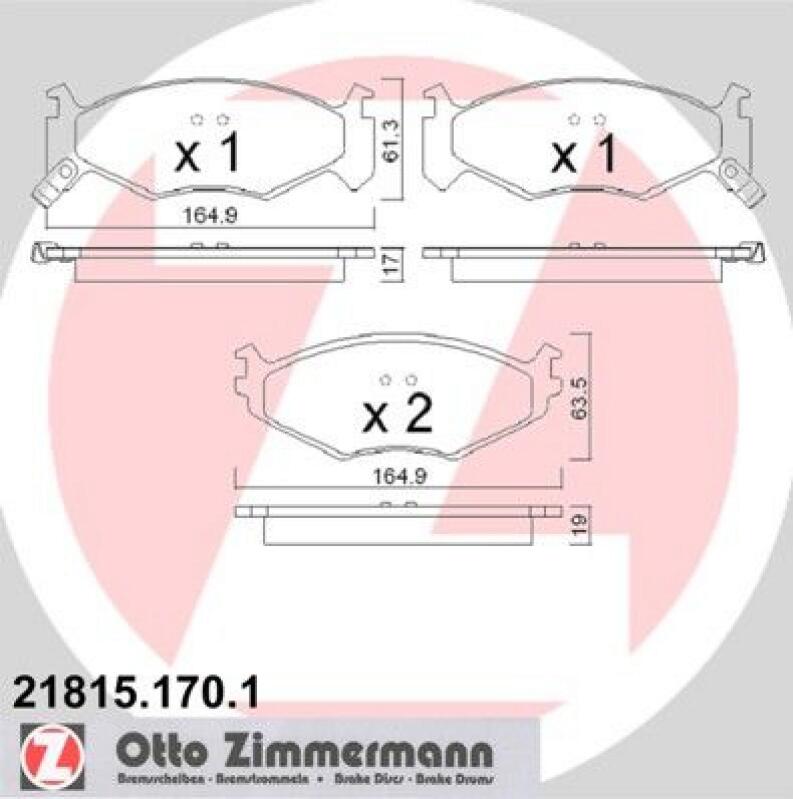 ZIMMERMANN Bremsbelagsatz, Scheibenbremse