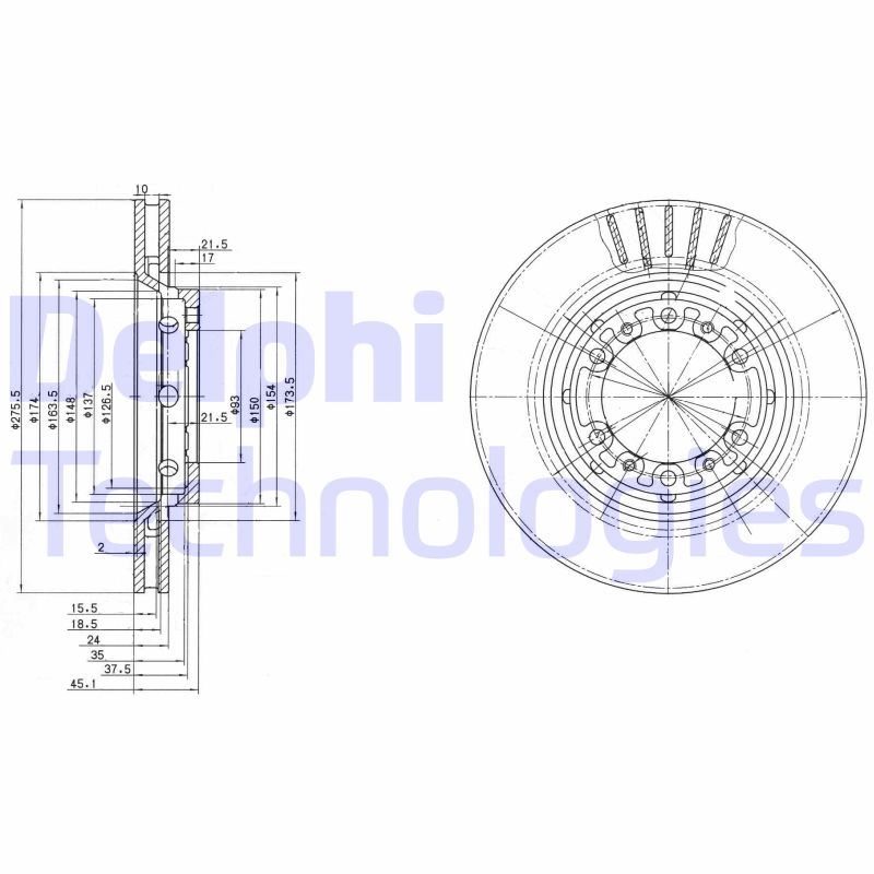 2x DELPHI Bremsscheibe