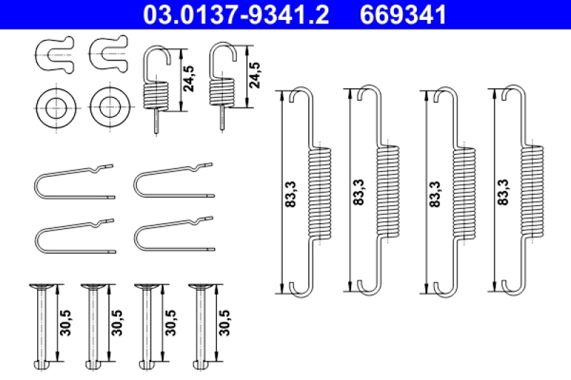 ATE Accessory Kit, parking brake shoes