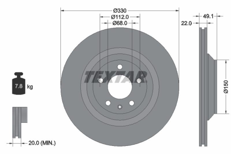 2x TEXTAR Brake Disc PRO